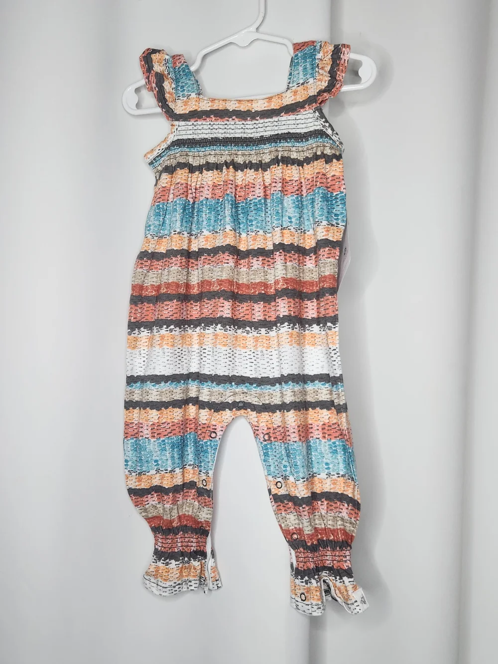 Striped Multicolor Smocked Baby Girls Romper